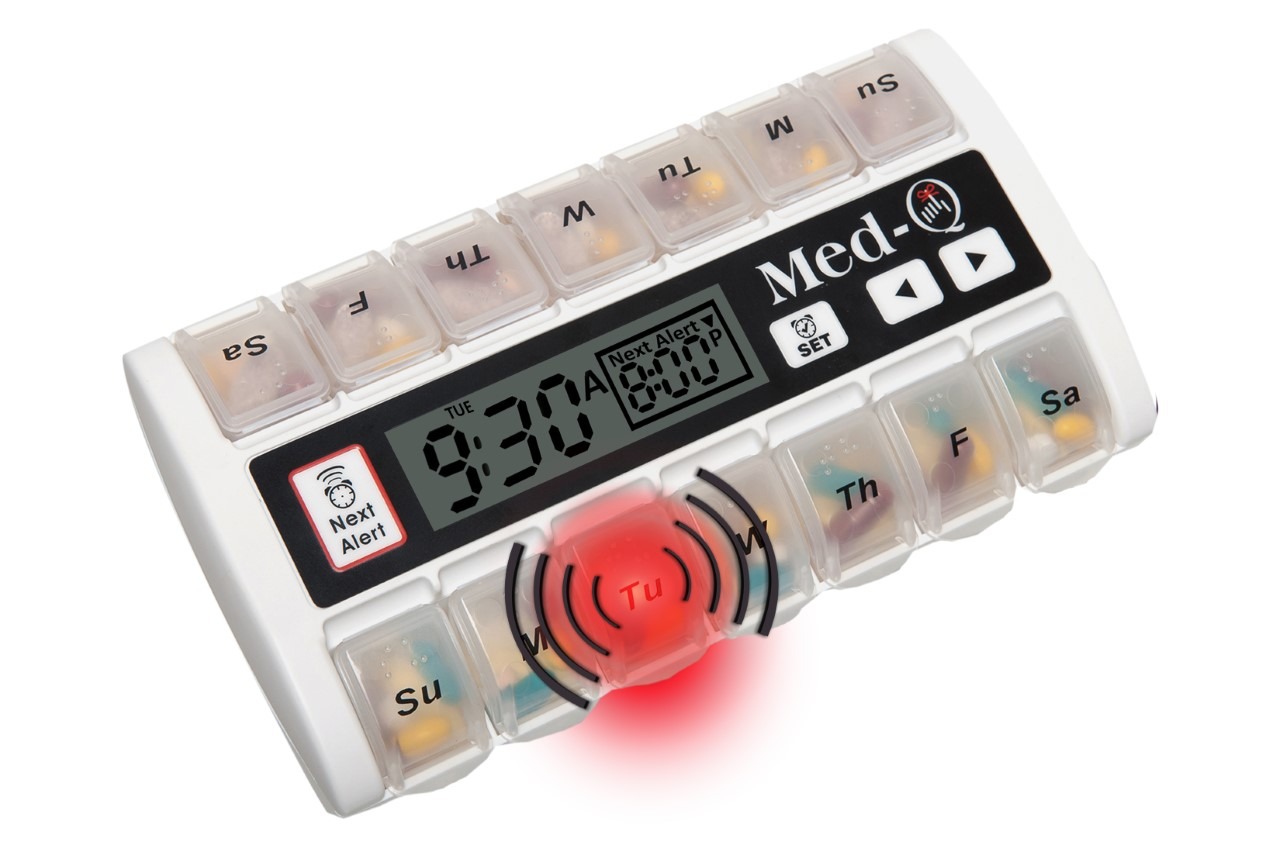 Med Q Smart Pill Dispenser Cutting Edge Design Amazing Pill Box Reminder Americas 1 Digital 0182